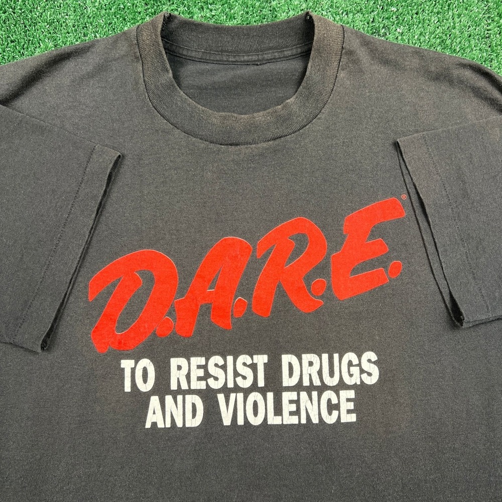 VTG DARE T-Shirt Men's Faded‎ Black XL To Resist Drugs & Violence Single Stitch